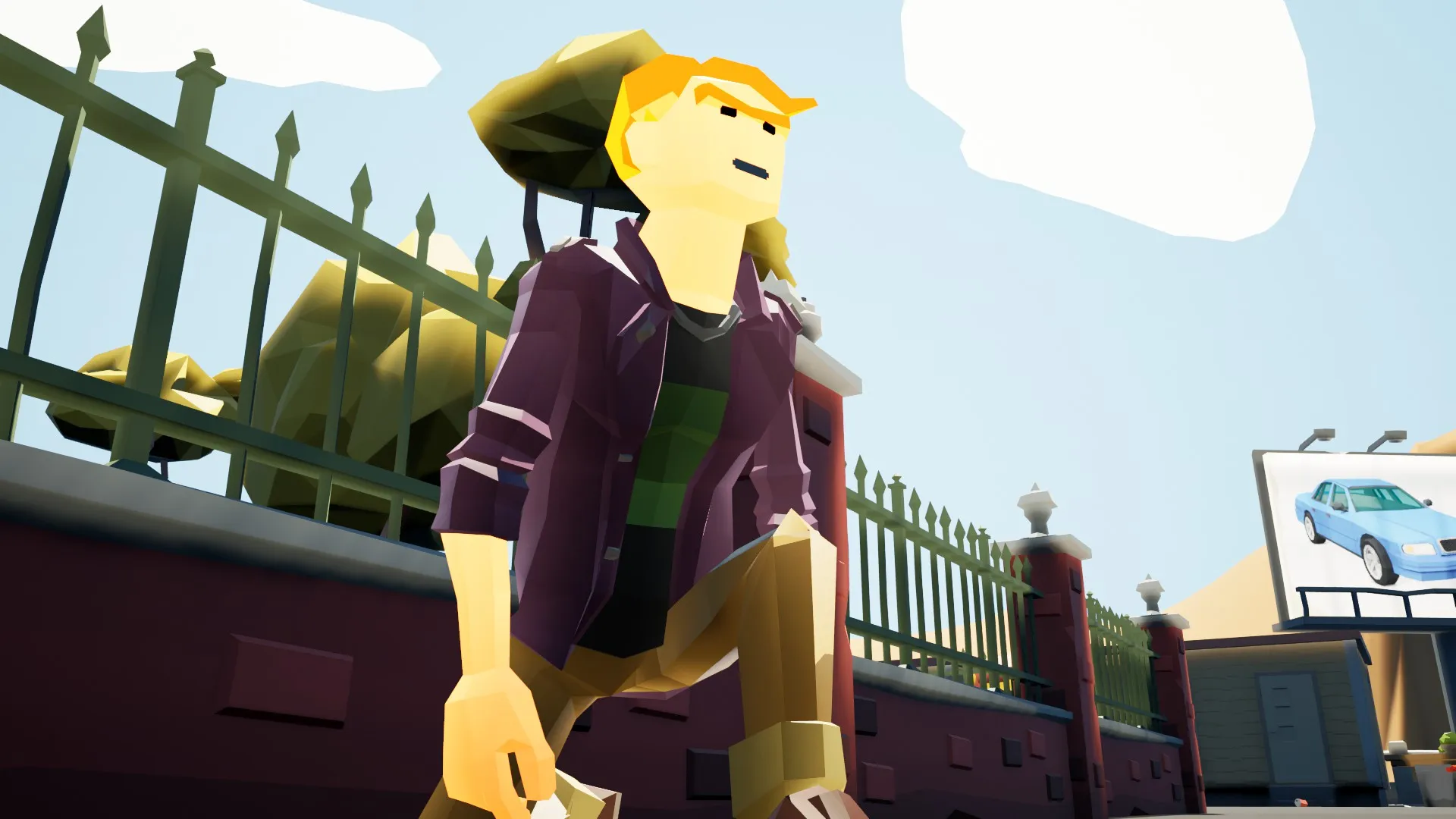 Player character crouching behind cover