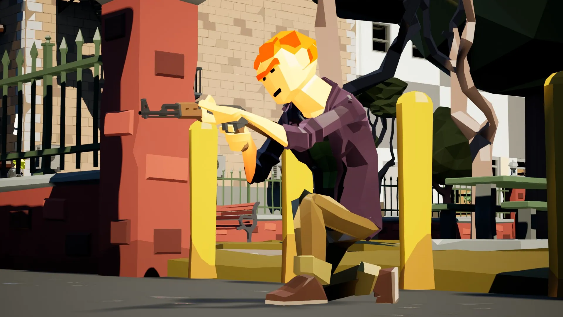 Crouching while holding an item