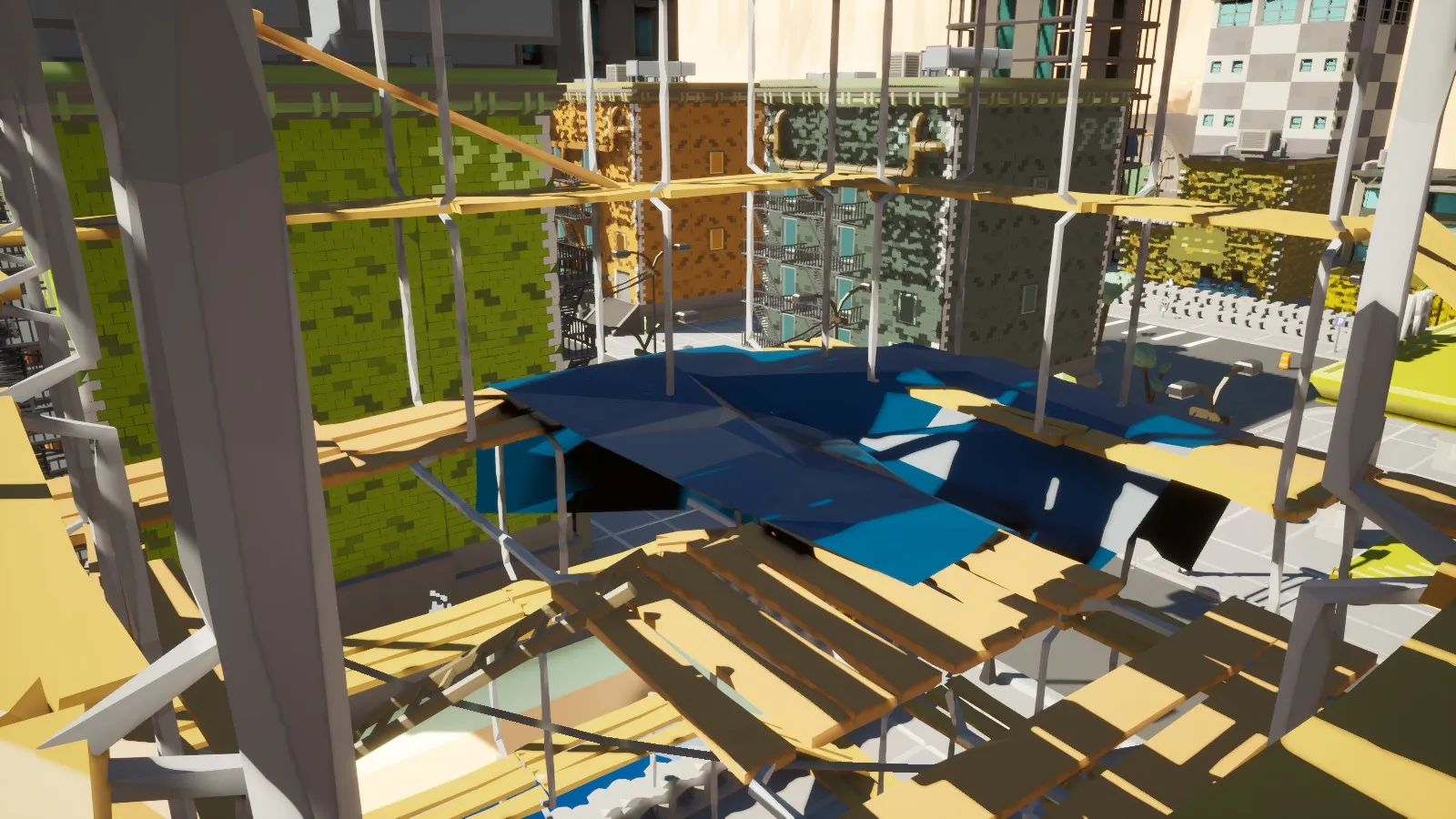 Revamped environment with new visual style and redone geometry