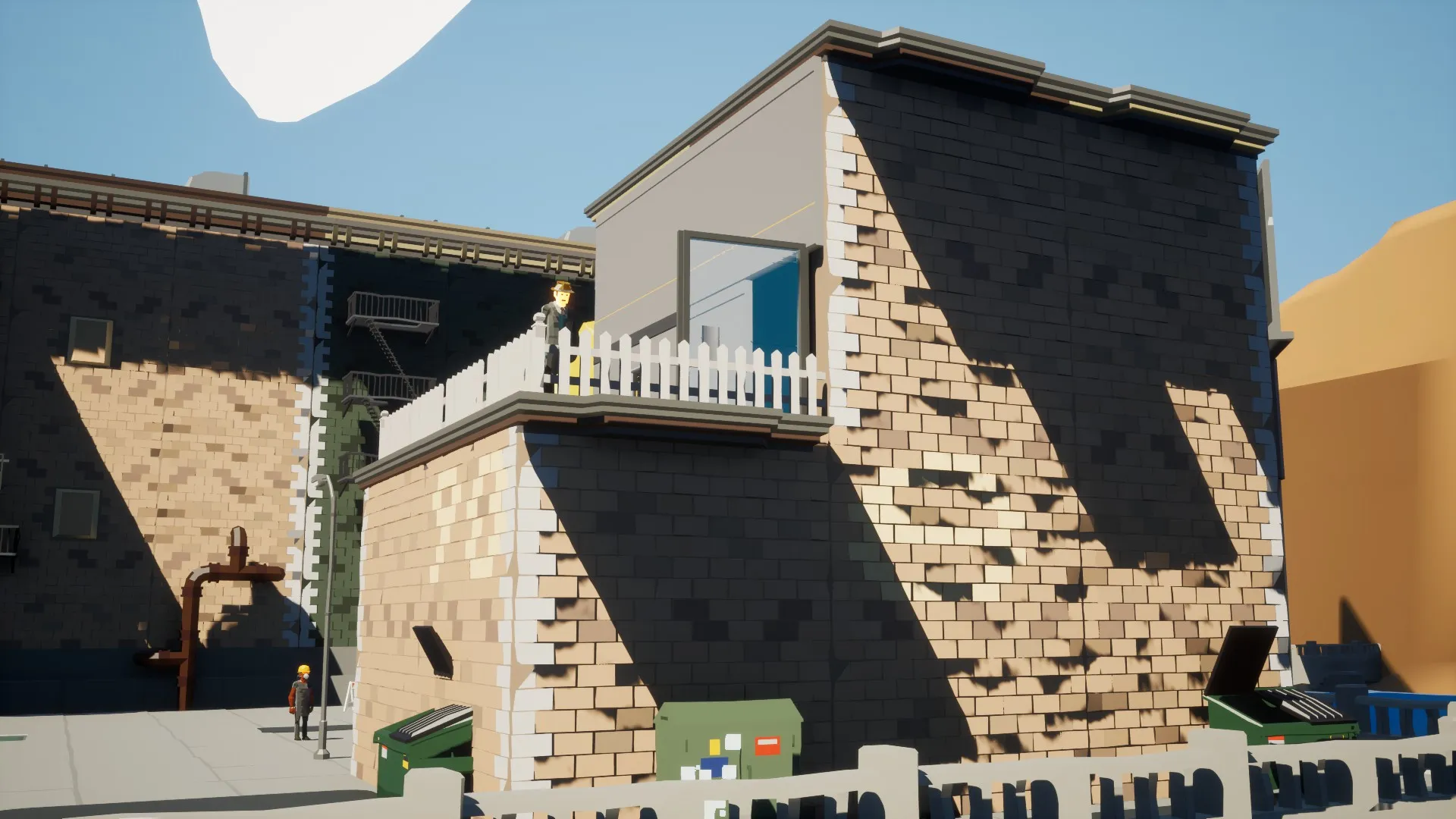 New island area with shops