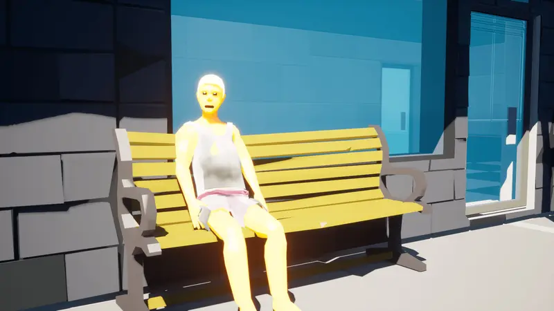 Taking a break on a city bench
